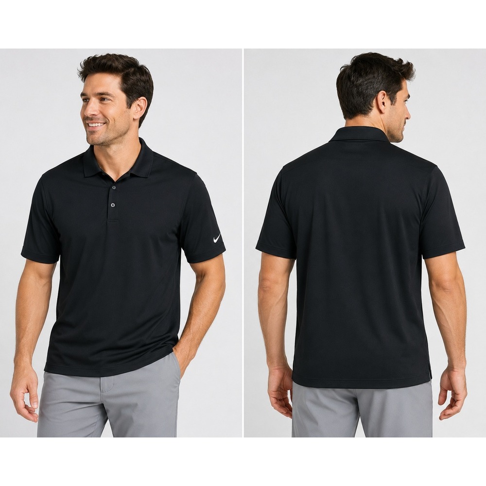 Nike Golf Dri-FIT Polo Shirt Mens XL Black Short Sleeve Performance Swoosh 3383
